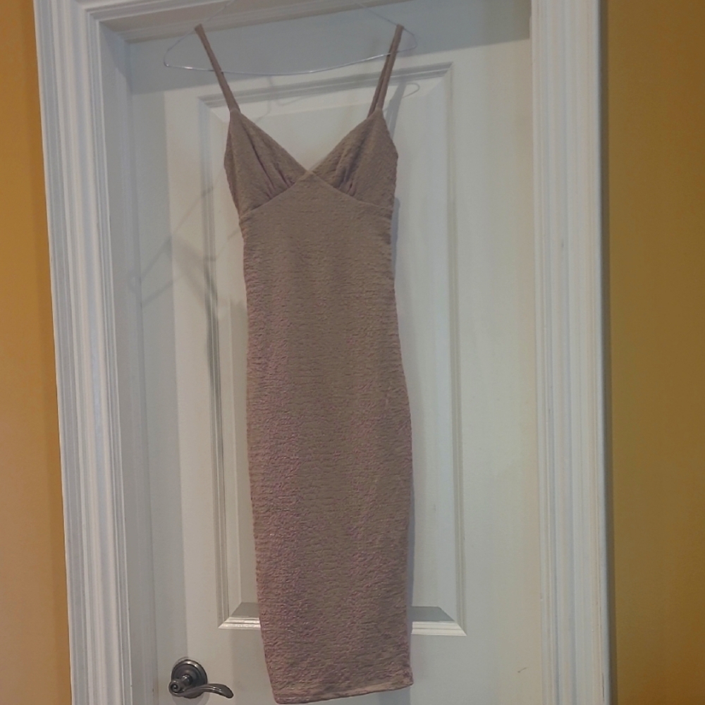 Elegant Beige Spaghetti Strap Dress